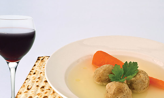 matzo ball soup, matzo and wine