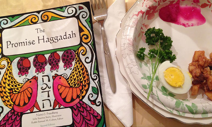 passover seder plate and haggadah pamphlet