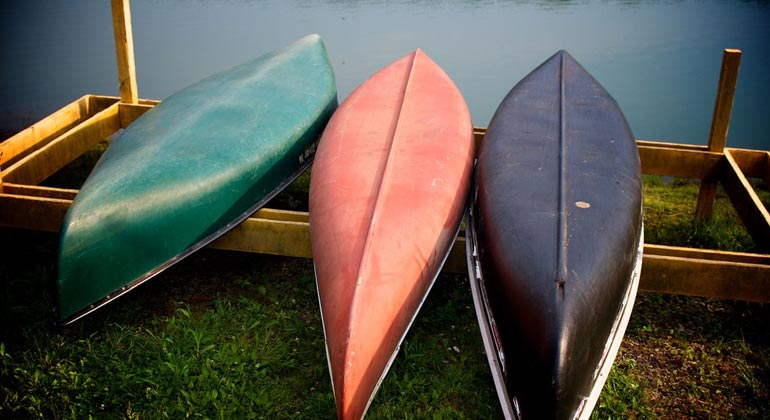 canoes by the lake