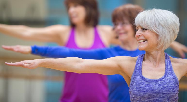 older adult women in workout class