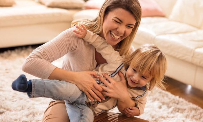 mom playing with child