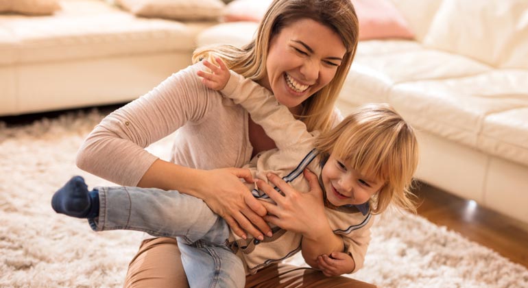 mom playing with child