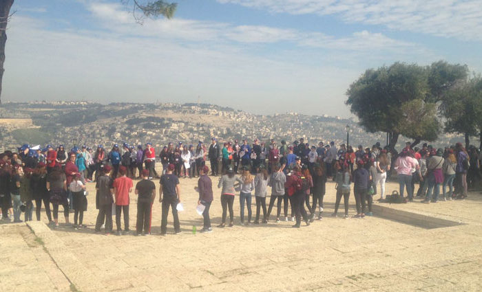 large group of travelers in israel