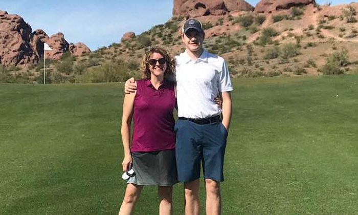 addie goodman and son at golf course