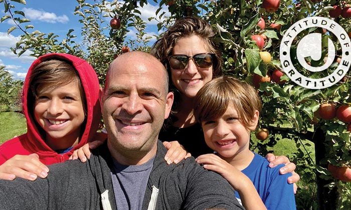 family photo at apple orchard