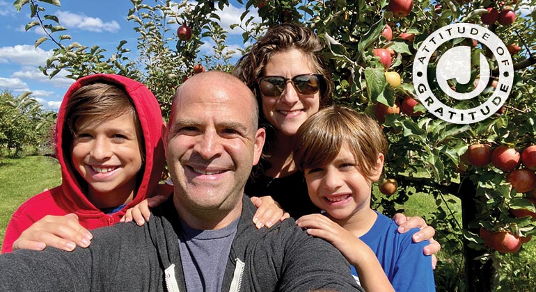 family photo at apple orchard