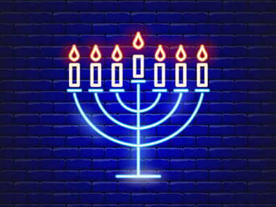 neon menorah