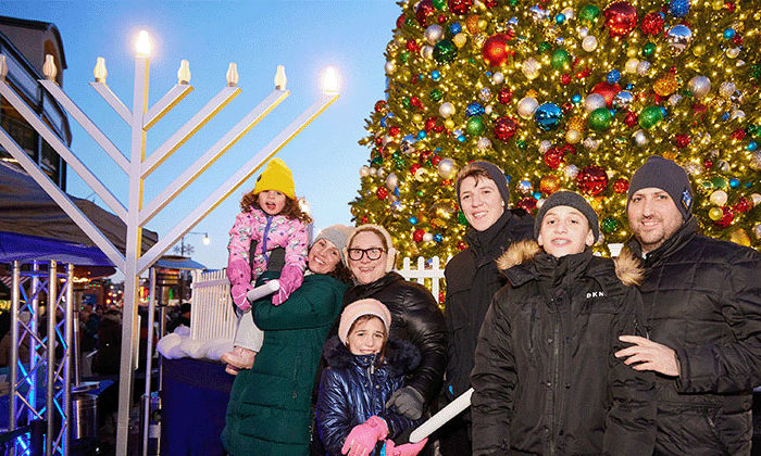 families celebrating hanukkah at gallagher way