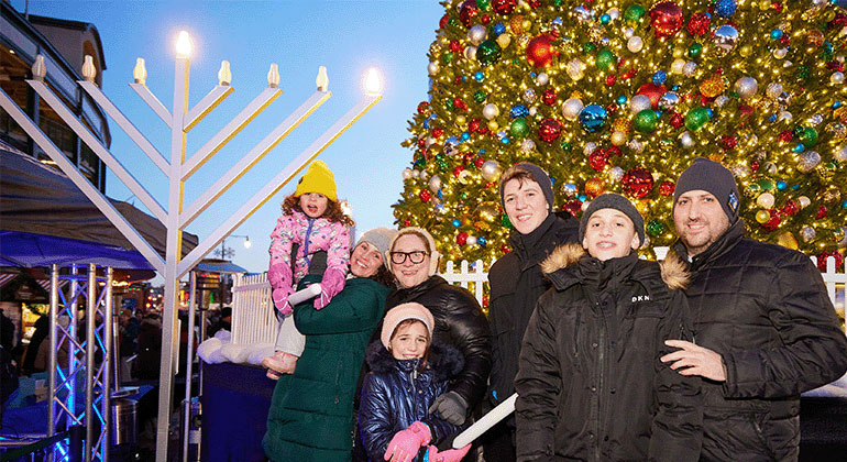 families celebrating hanukkah at gallagher way